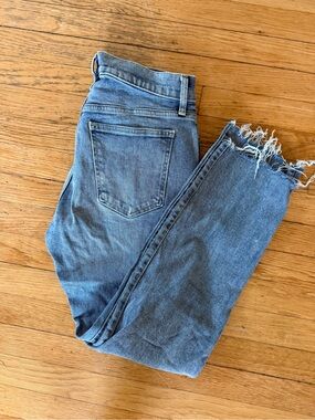 GAP Medium Blue Cropped Jeans with Raw Hem